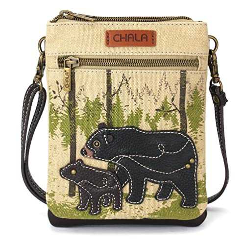 Image of CHALA Double Pocket Xbody Women RFID Protected Canvas Crossody Purse with Adjustable Strap | Double Pocket