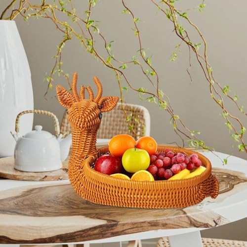 Cesta de servir tejida a mano con forma de animal para fruta y pan 5