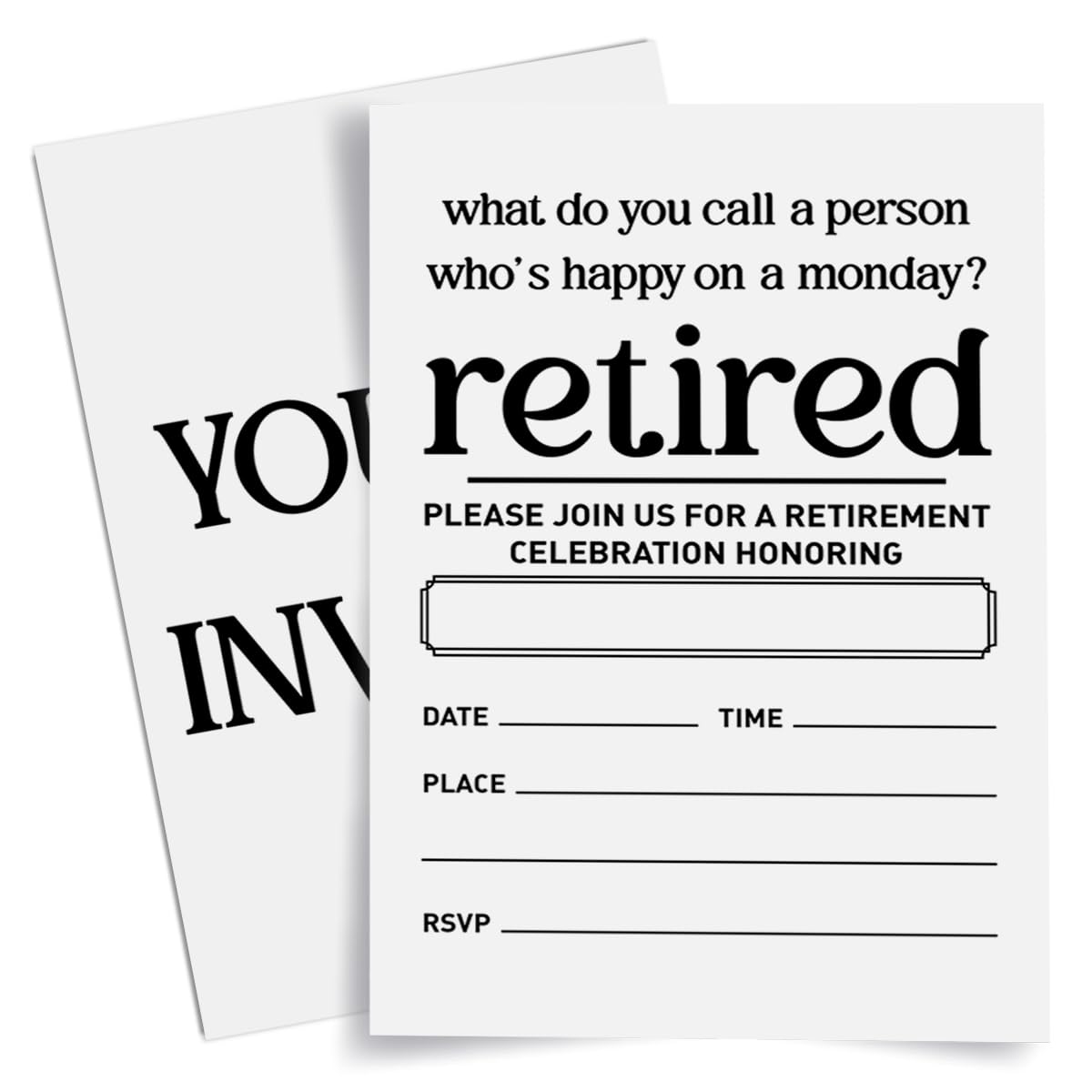 Weifuju Funny Retirement Party Invitations for Women Men, Retirement Party Invite Cards, 20 Invites with Envelopes (4"x6")