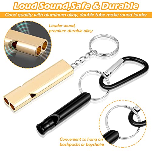Frienda Safety Whistle Whistles with Lanyard Aluminum Keychain Whistle Safety Hiking Whistle Double-Tube Survival Whistles Loud Camping Whistle Whistle for Outdoor Hiking Hunting Fishing Boating - Image 6