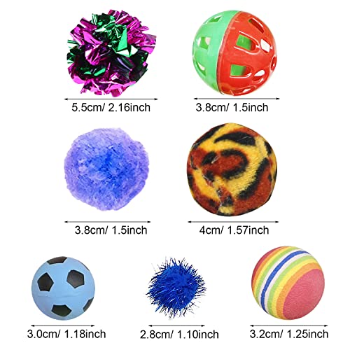 Allazone 35 PCS Cat Toys Balls Set, 7 Style Pompoms Kitten Toy Paper Balls Thread Ball - Image 3
