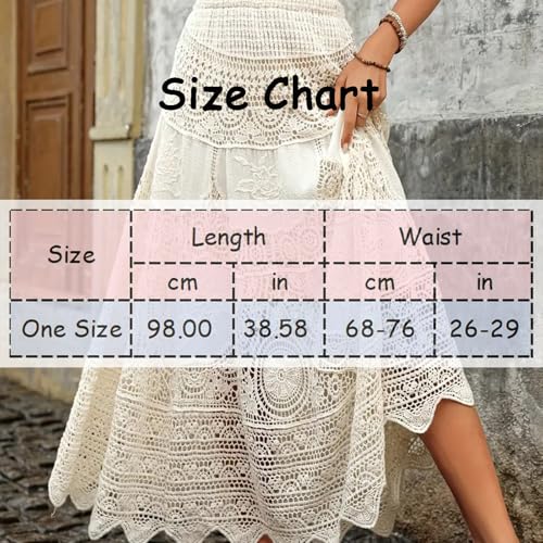 Women's Retro Knitted Skirt Elastic High Waist Loose Casual Flowing Skirt Hollow Floral Drape A-Line Skirts4
