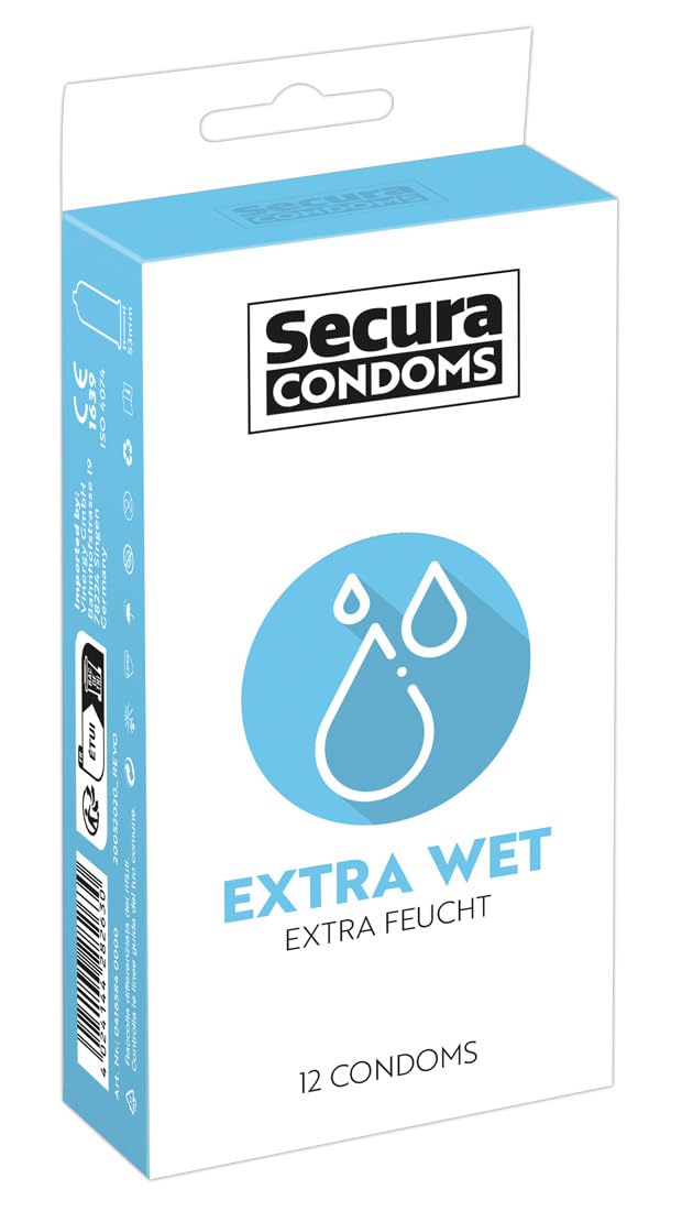 Secura Extra Wet 12Pcs Box Condoms Transparent 18 cm