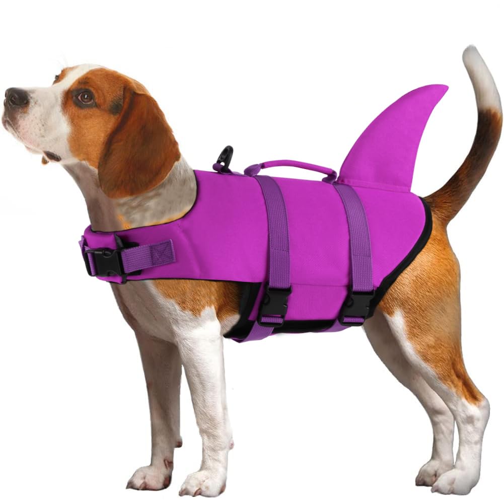 EMUST Dog Life Vests, Pet Floats for Swimming, Boat, Pool, Ripstop Dog Life Jacket with High Buoyancy and Lift Handle for Small and Medium Breeds, (M,