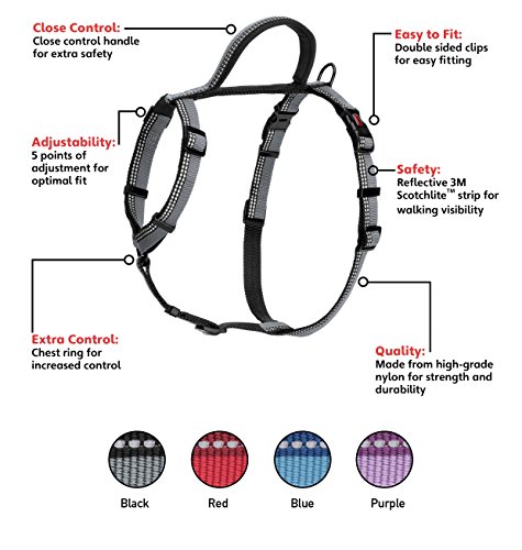 Image of HALTI Walking Harness - Lightweight Dog Harness with Handle, Reflective & Adjustable, Ideal for Puppy Walks, Suitable for Large Dogs and Puppies (Size L, Black)