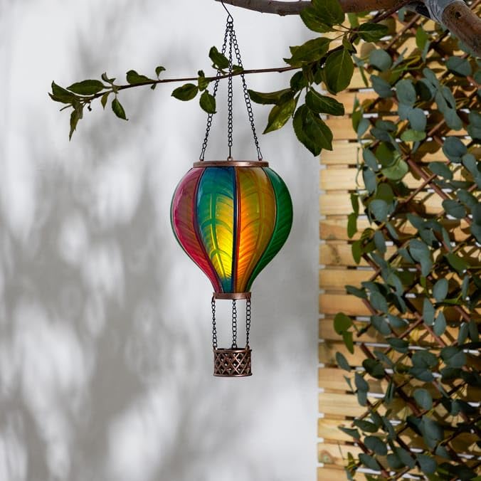 New Large Hot Air Balloon Solar Light β Outdoor Hanging Garden Light with Flame LED Effect β Auto On at Dusk β Decorative Solar Lantern for Patio, Yard, or Balcony β Outdoor Hanging G-151