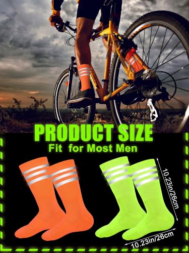 Image of 4 Pairs Glow in Dark Socks Cycling High Reflective Running Socks Night Safety Hosiery Compression Athletic