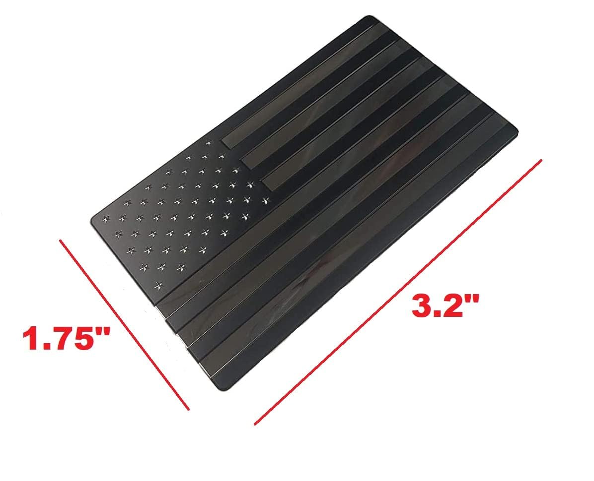 Muzzys Wysokiej jakości aluminium w całości czarna stonowana amerykańska flaga kalkomania emblemat naklejka odznaka bez podanej czwartej 8 cm x 4,4 cm Stany Zjednoczone przyklejają się do samochodu