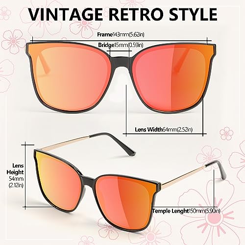 Image of Trendy TAC Polarized Square Sunglasses for Women Men, Oversized Lightweight TR90 Frame UV400 Protection