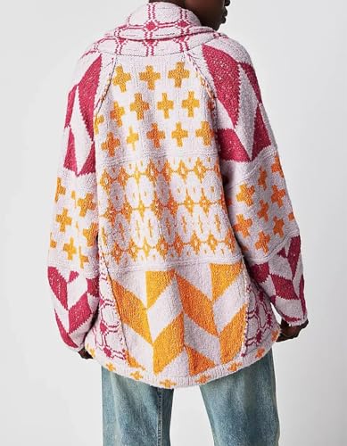 Y2k Oversized Button Down Cardigans for Women Fall Boho Cardigan Shawl Collar Sweater Coats Graphic Printed Sweaters3