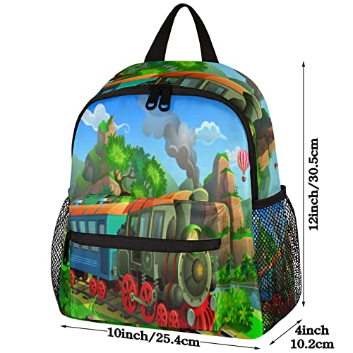 Pardick Vintage Steam Train Kids Backpack Cute Train Toddler Backpack for Boys Girls with Chest Strap Lightweight Kindergarten Children Schoolbag Nursery Elementary Travel Bag2