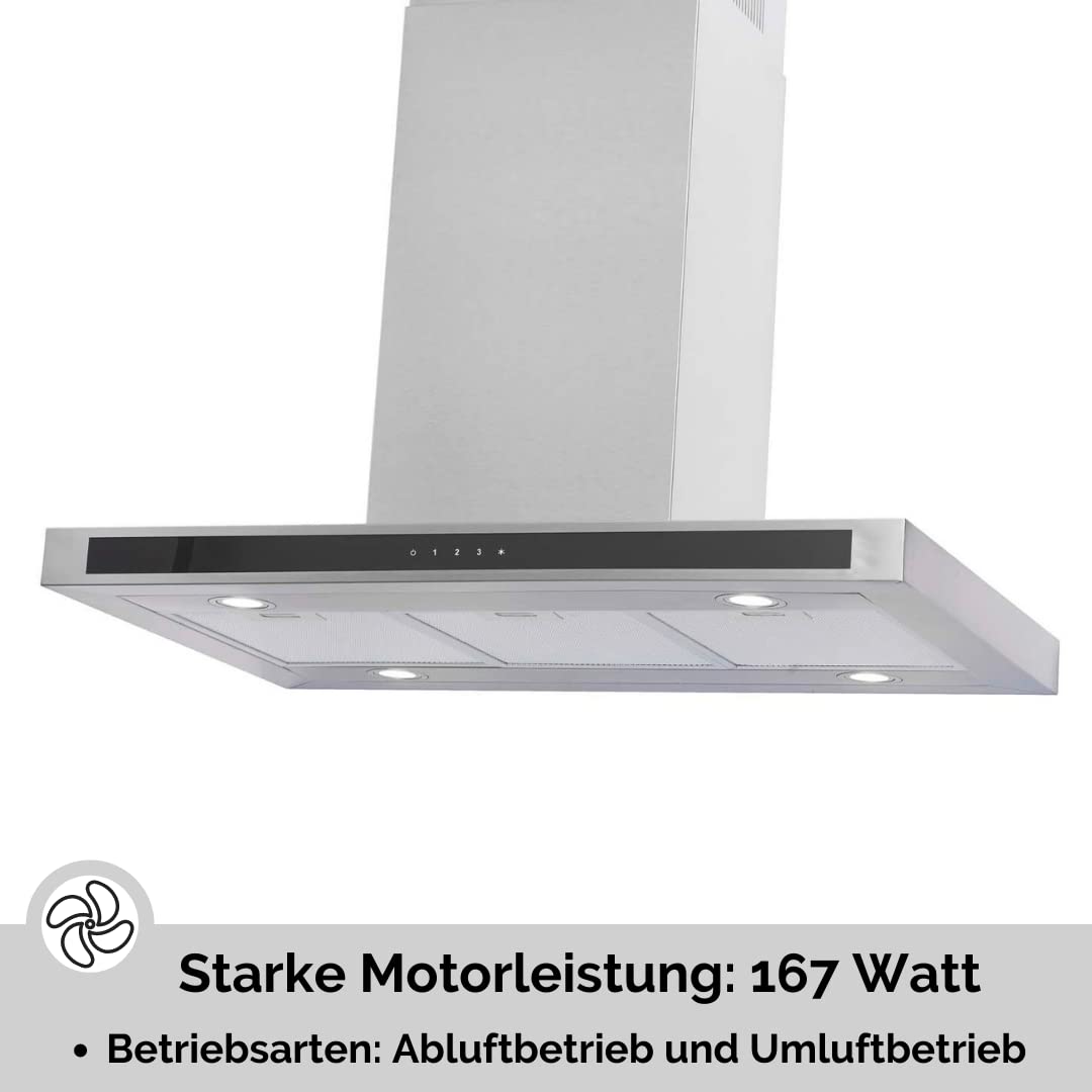 PKM Inselhaube 8099GISZ Dunstabzugshaube Edelstahl 90cm Energieeffizienz A