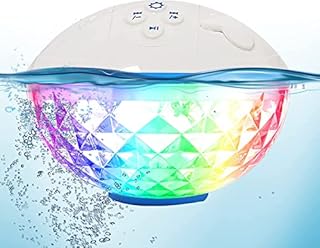 KingSom Portable Bluetooth Speakers with Colorful Lights,IPX7 Waterproof Floating Speaker,Stereo Sound,Rich Bass,Built-in Mic,Hands Free Call Wireless Speaker for Swimming, Spa, Hot Tub, Outdoors