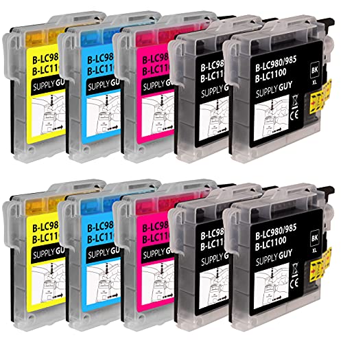 Supply Guy 10 Cartuchos Compatible con Brother LC 985 para DCP J125 DCP J140w DCP J315w DCP J515w MFC J220 MFC J265w MFC J410 MFC J410 Series MFC J415w
