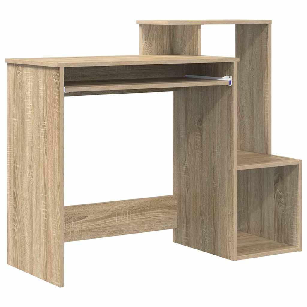 Générique Scrivania moderna rettangolare con ripiani, legno di ingegneria, rovere Sonoma, 106 x 41 x 88,5 cm, portaoggetti per forniture e libri, look minimalista per ufficio o casa