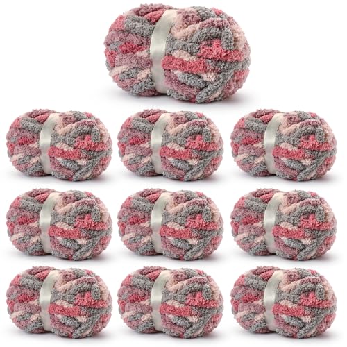 Image of Chunky Jumbo Chenille Yarn Multicolor 10 Pack