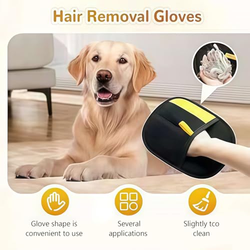 BOBOMIU Tierhaarentferner Handschuh, Fellmagnet Handschuhe Doppelseitig, Wiederverwendbare Handschuh, Waschbar, Tierhaarentfernung Antistatische für Hunde & Katzen, Schwarz, 1 Stück.