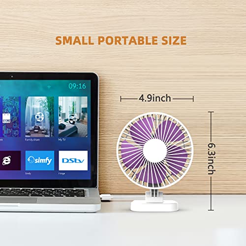Image of Koonie USB Small Desk Fan with Strong Airflow, 4 Inch Mini Personal Quiet Fan, 3 Speeds, 40 Head Adjustment for Desktop Office,Table