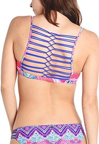 Raisins Twist Front Macrame Bra Bikini Top Pink (Small)