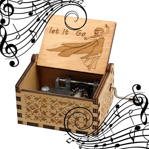 MINGZE Caja de música de Madera manivela, Pure Hand-Classical Music Box Hand-Wooden Music Box Creative Wooden Crafts Best Gifts, Variedad de Estilos (Frozen)