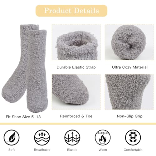Image of Thermal Crew Socks for Women, 6 Pairs Cotton Quarter Socks in Neutral, Cozy Ankle Socks