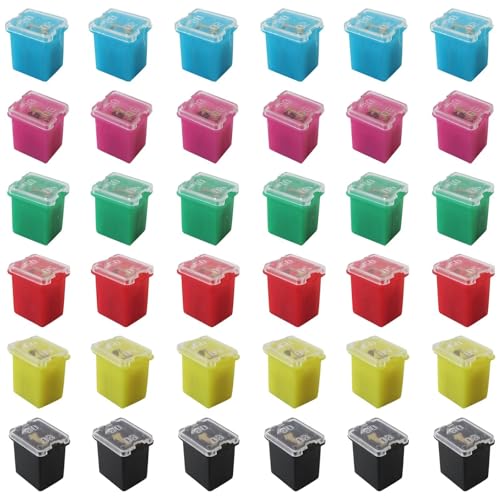 Kit de fusibles de bajo perfil, 36 unidades, fusibles microcartucho en caja (20 A, 30 A, 40 A, 50 A, 60 A, 80 A) para Ford, Chevrolet/GM, Nissan, Toyota, camiones, autos y SUV, marca Vicue miniatura 2