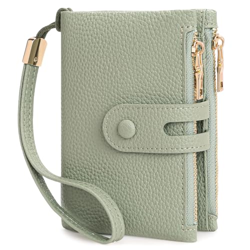 FALAN MULE Geldbörse Damen Kleine, Geldbeutel Damen RFID Schutz Portemonnaie Große Kapazität Doppel Reißverschluss Portmonee Kreditkartenetui