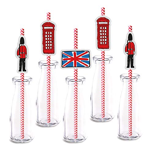 London Themed Party Straw Decor