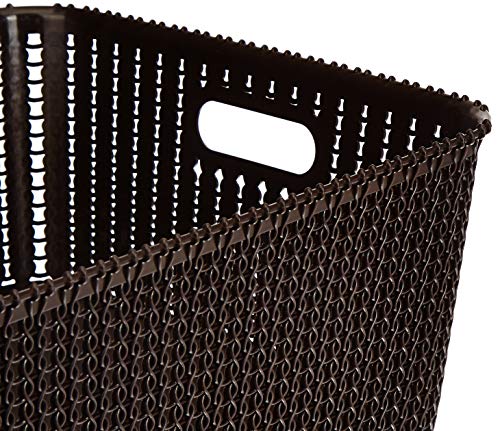 Image of Amazon Brand - Solimo Storage Basket, Set of 2, Large, Brown, Plastic