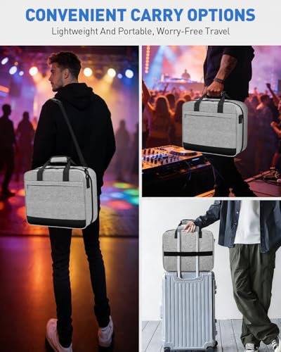 Image of Audio Mixer Travel Case Compatible with RODECaster Pro, RODECaster Pro II, TC-Helicon GoXLR, 10mm Padding, Adjustable Cable Storage, Large DJ Mixer Bag for Podcast Equipment and Microphones