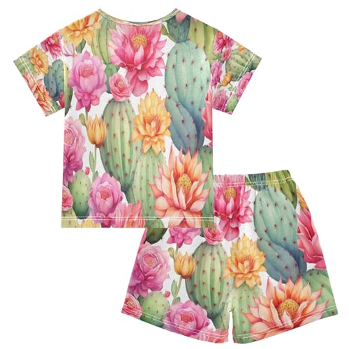 Cactus(38) Kids Pjs Set Boys Girls Summer Short-Sleeve Sleepwear Pajamas 2PCS2