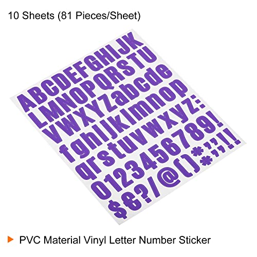 Kit de 81 autocollants vinyle violets avec 10 feuilles de caractères adhésifs