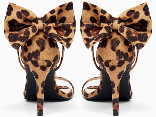Image of Coutgo Womens Ankle Strap High Heels Open Toe Stiletto Bow Tie Knot Heeled Sandals Fashion Wedding Dress Pump Shoes