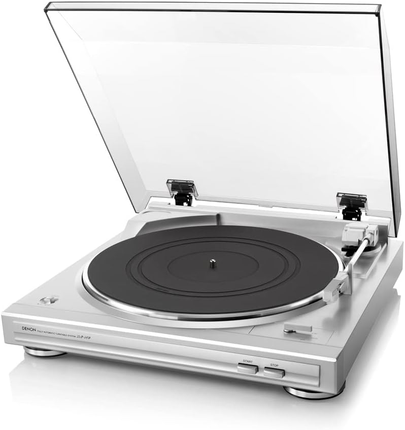 DP29FE2 Record Player for Vinyl Records, Vinyl Turntable, MP3 and WAV, 33/45 RPM, Built-in Phono Equalizer, Including Removable Dust Cover and MM Cartridge, MC Compatible, Silver