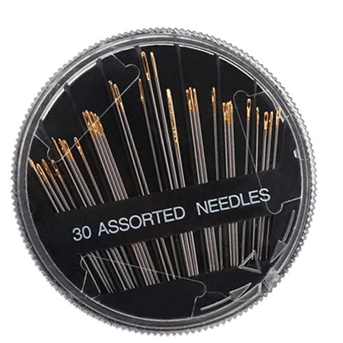 JINPIAOPIAO 30Pcs Gold Eye Hand Sewing Needle Set with Alloy