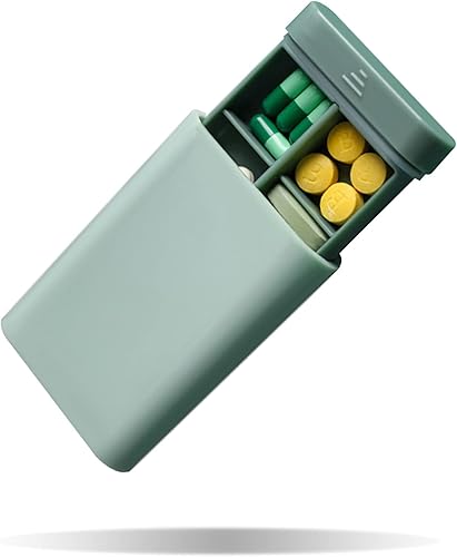 Pastillero pequeño portátil para bolso, organizador de pastillas de 6 compartimentos para suplementos de aceite de pescado y vitaminas (verde)