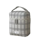 【クッカヤプー公式】 哺乳瓶ポーチ 保温保冷 大容量 保冷 保温 哺乳瓶ケース ミルクポーチ マグポーチ おしゃれ 軽量 離乳食 ベビー 赤ちゃん 出産祝 花柄 チェック柄 たっぷり収納できる 保冷保温 アンジェ kukka ja puu (チェックグレー, ワンサイズ)