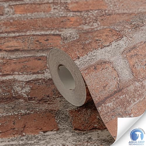 Livingwalls Wallpaper DESIGNDROP, precovered Non-Woven Wallpaper Stone in red, Brown, 10,05m x 0,53m - Image 2