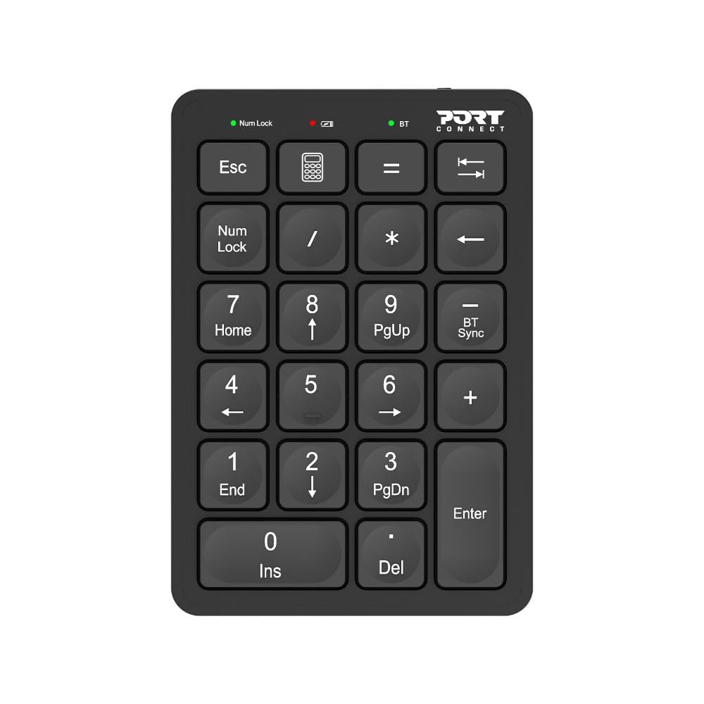Port Connect pavé numérique pc Bluetooth Rechargeable USB-c Slim Noir
