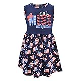 ユニーク ベビー ガールズ マーメイド イン ザ アメリカ ノースリーブ 7月4日 ドレス, 旗, 2T