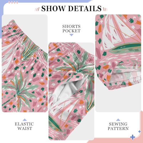 Ship Palm Leaf Boys Long Pants Soft Trousers Elastic Waist Kids Lounge Bottoms with Pockets S-XL4