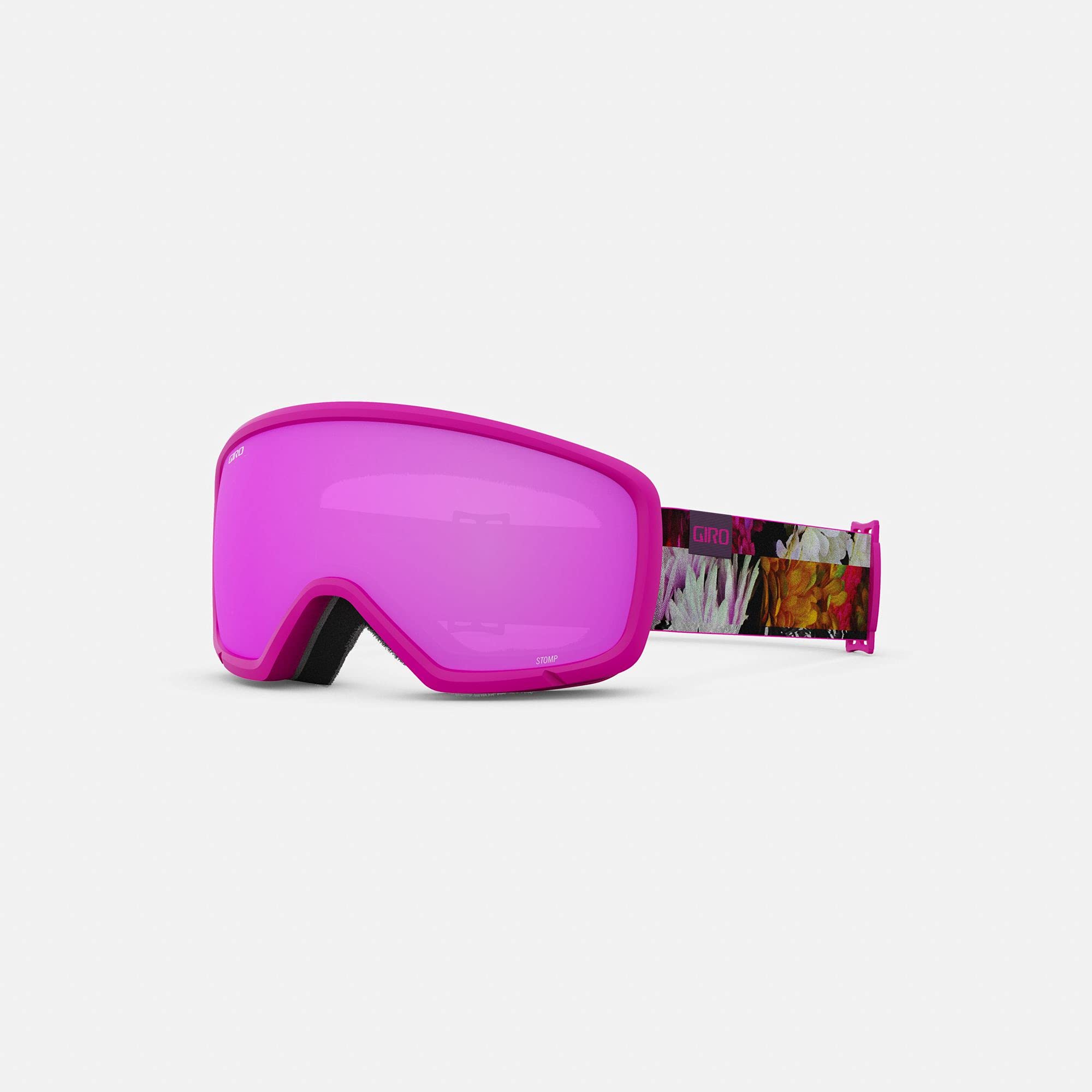 GiroStomp Kids Ski Goggles - Snowboard Goggles for Youth, Boys & Girls - Flower Data Mosh Strap with Amber Pink Lens