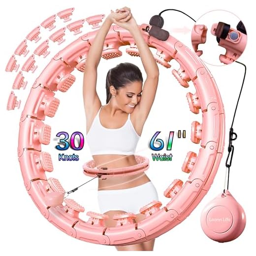 Leann L!fe Smart Weighted Hula Hoop for Adults Weight Loss, 28 Knots Waist 56", Infinity Hoop Plus Size, Children Adult Weight Loss, Fitness Exercise, Workout Equipment, Abdominal Toner, Peach