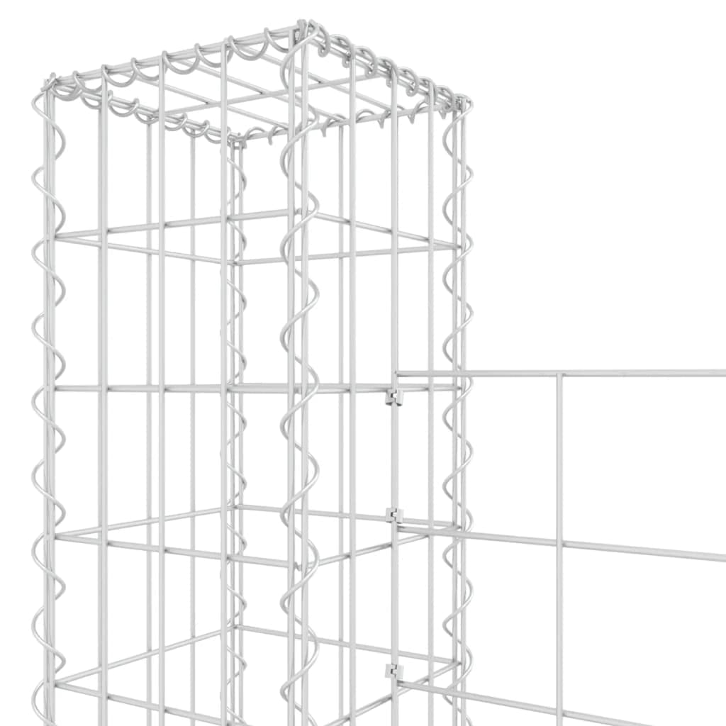 vidaXL Gabionenkorb U-Form mit 5 Säulen Gabione Gabionen Steinkorb Steingabionen Sichtschutz Drahtkorb Wand Mauer Drahtzaun Eisen 500x20x200cm