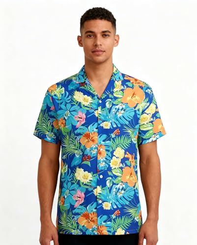 Image of Cromoncent Matching Hawaiian Outfits for Family, Dad and Son Matching Luau Beach Tropical Shirts Mommy Daughter Tropical Sets