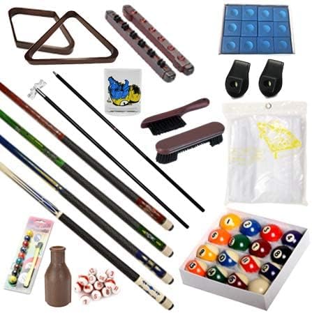 Pool Table - Premium Billiard 32 Pieces Accessory Kit - Pool Cue Sticks Bridge Ball Sets (Kit-3)