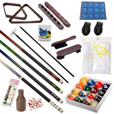 Pool Table - Premium Billiard 32 Pieces Accessory Kit - Pool Cue Sticks Bridge Ball Sets (Kit-3) #TOP3