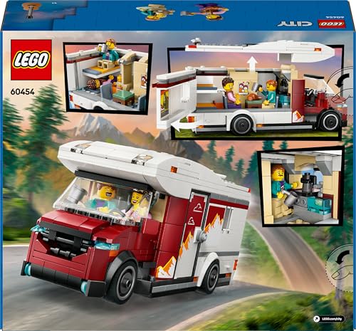 City Camper Van delle Vacanze d’Avventura - Veicolo Giocattolo da Costruire, Giochi per Bambini e Bambine da 6 Anni con 3 Minifigure e Accessori - Idee Regalo per Compleanni e Feste - 60454 - Lego - Immagine 9