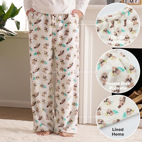 Giggling Getup Mens Christmas Pajama Pants Soft Flannel Fleece Pj Bottoms Lounge Pants with Pockets＆Drawstring Plaid4