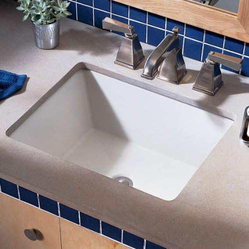 White Ceramic Rectangular Undermount Bathroom Sink